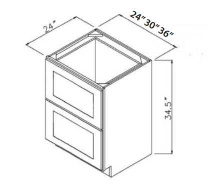 Shaker White Two Drawer Base