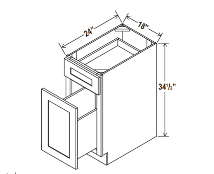 Shaker White Base Waste Basket Cabinet (BWB18)