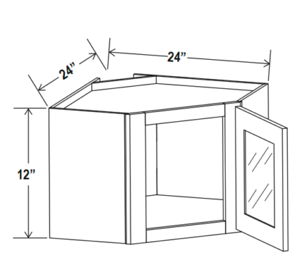 Treasure Chest Diagonal Corner Wall Glass Door 24″W 12″H