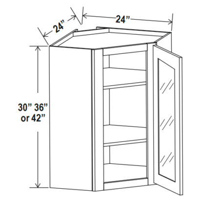 Aston Green Diagonal Corner Wall Glass Door 24"W