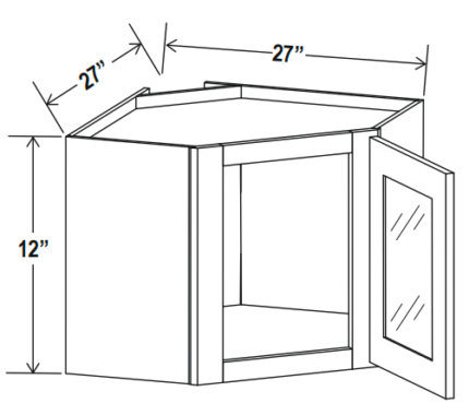 Treasure Chest Diagonal Corner Wall Single Glass Door 27″W 12″H