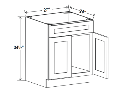 Shaker White Sink Base 27″W