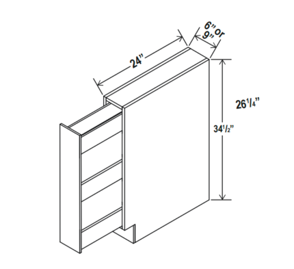 Shaker White Spice Pull Base Cabinet