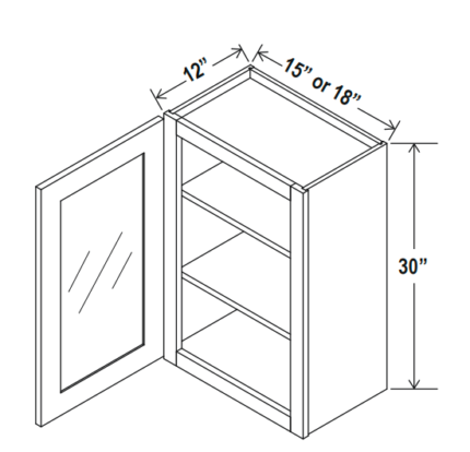 Wall Cabinet Single Glass Door 30″H