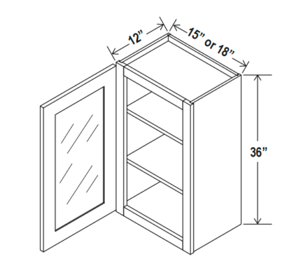 Wall Cabinet Single Glass Door 36″H