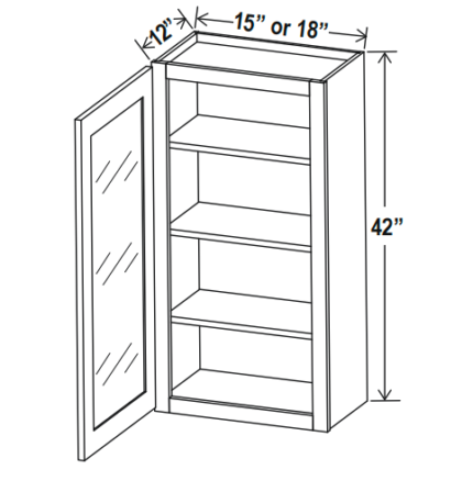 Wall Cabinet Single Glass Door 42″H