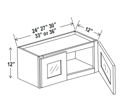 Wall Cabinet Double Glass Doors 12″H