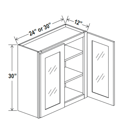 Wall Cabinet Double Glass Doors 30″H