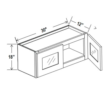Wall Cabinet Double Glass Doors 18"H
