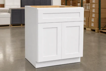 Shaker White Base Cabinet Double Doors (One Drawer)