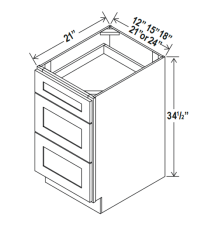 Matte Black Vanity Drawer Base Cabinet