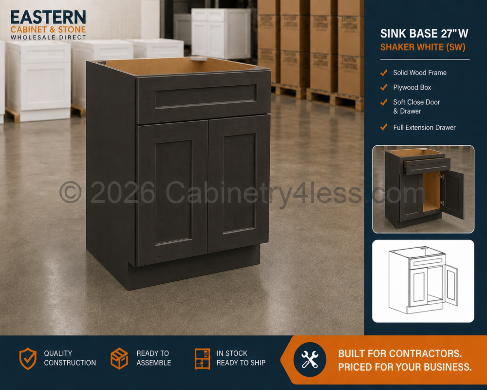 AC-SB27 – Aspen Charcoal Sink Base 27″W