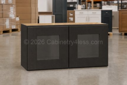 Aspen Charcoal Wall Cabinet Double Glass Doors 12"H