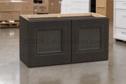 AC-W3018GD – Aspen Charcoal Wall Cabinet Double Glass Doors 18″H