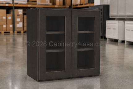 Aspen Charcoal Wall Cabinet Double Glass Doors 30″H