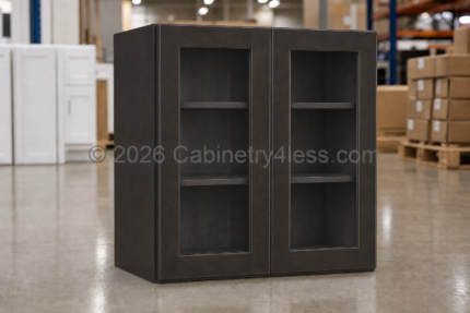 Aspen Charcoal Wall Cabinet Double Glass Doors 36″H