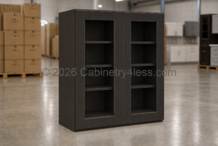 Aspen Charcoal Wall Cabinet Double Glass Doors 42″H