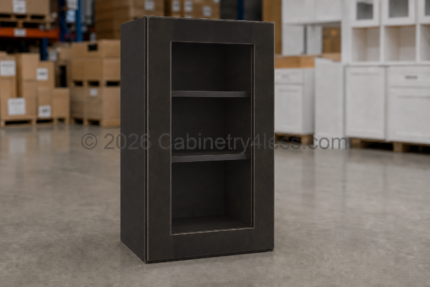 Aspen Charcoal Wall Cabinet Single Glass Door 30″H
