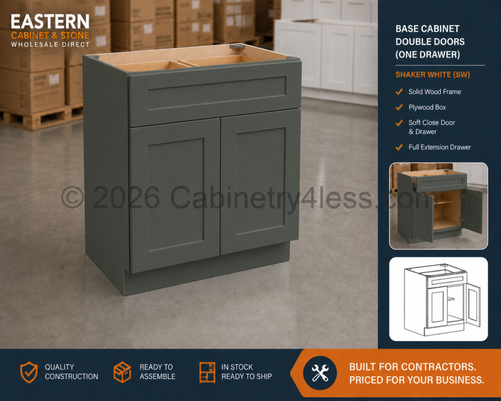 Aston Green Base Cabinet Double Doors (One Drawer)