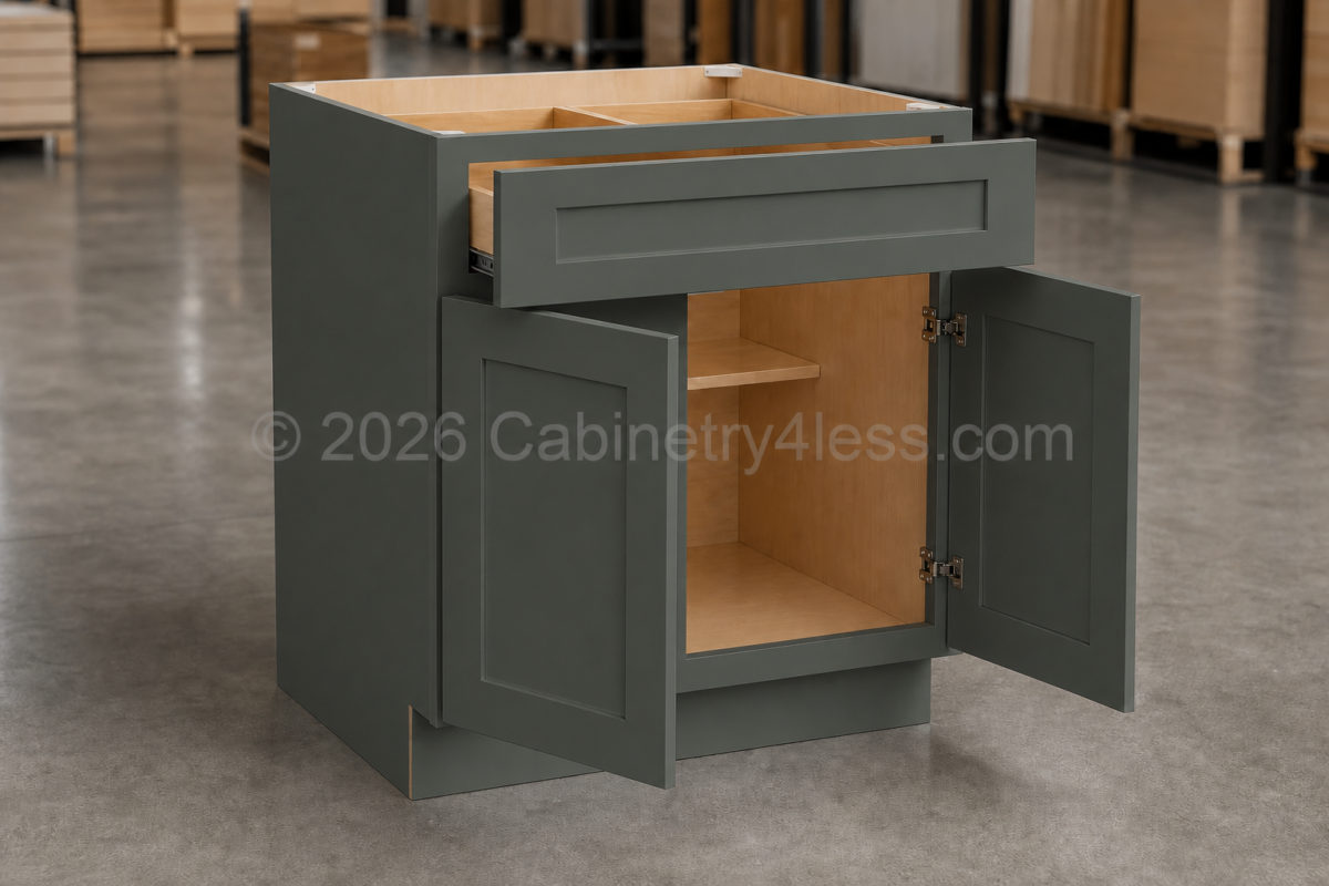 Aston Green Base Cabinet Double Doors (One Drawer)