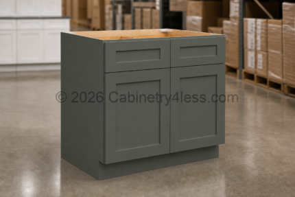 Aston Green Base Cabinet Double Doors (Two Drawers)