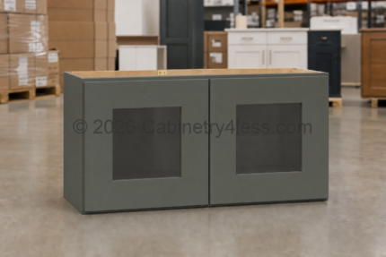 Aston Green Wall Cabinet Double Glass Doors 12"H