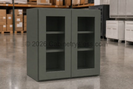 Aston Green Wall Cabinet Double Glass Doors 30"H