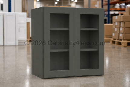 Aston Green Wall Cabinet Double Glass Doors 36″H