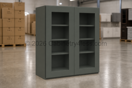 Aston Green Wall Cabinet Double Glass Doors 42″H