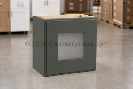 Aston Green Wall Cabinet Single Glass Door 12″H