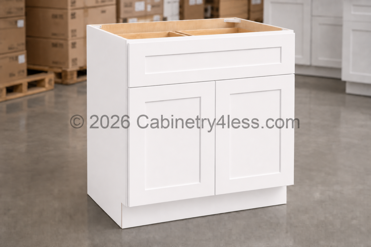 Aspen White Base Cabinet Double Doors (One Drawer)