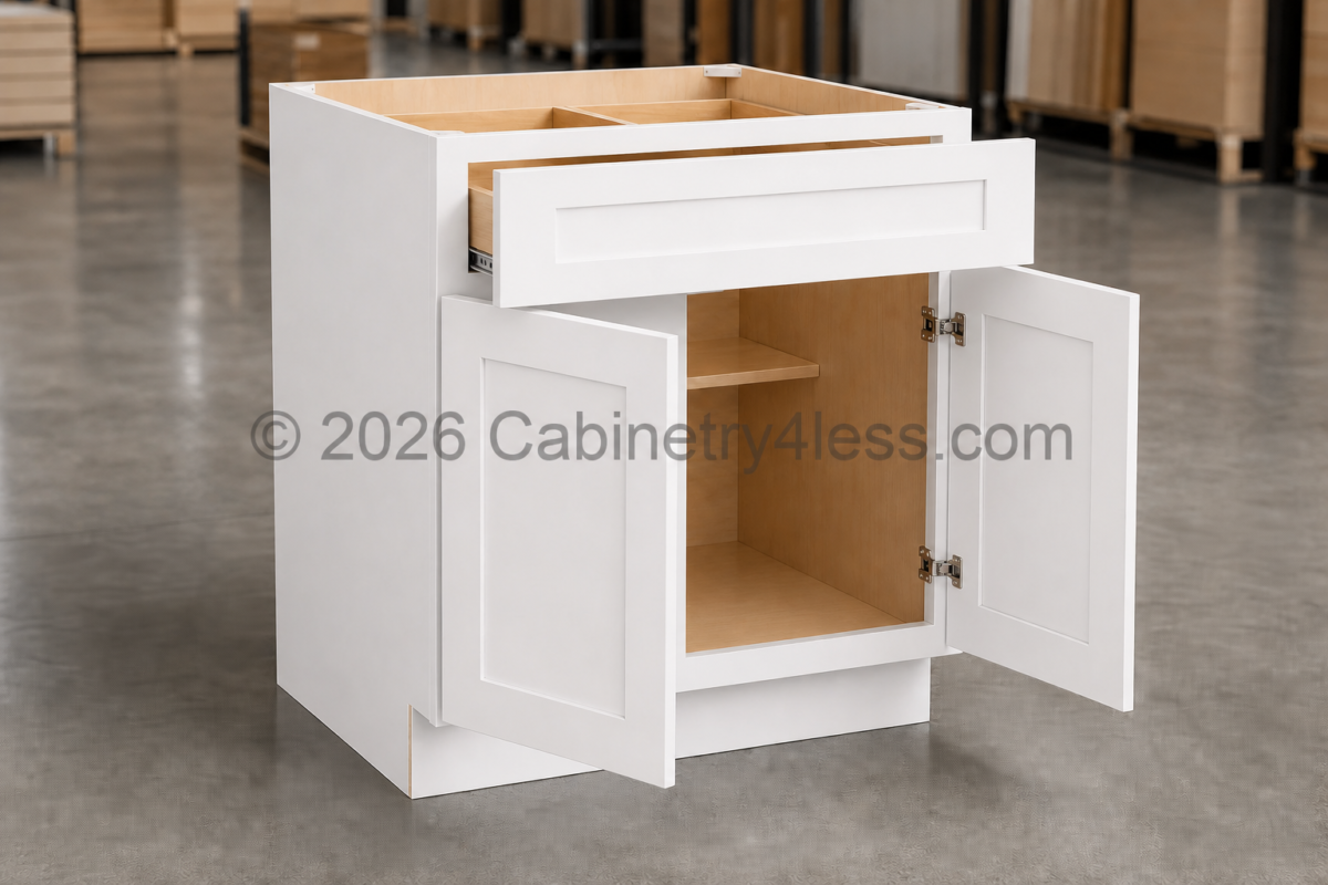 Aspen White Base Cabinet Double Doors (One Drawer)