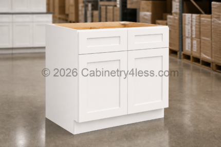 Aspen White Base Cabinet Double Doors (Two Drawers)