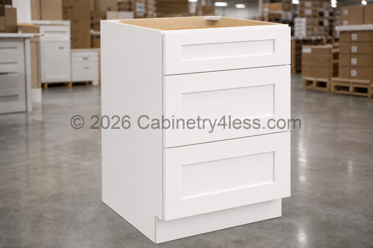 Aspen White Three Drawer Base