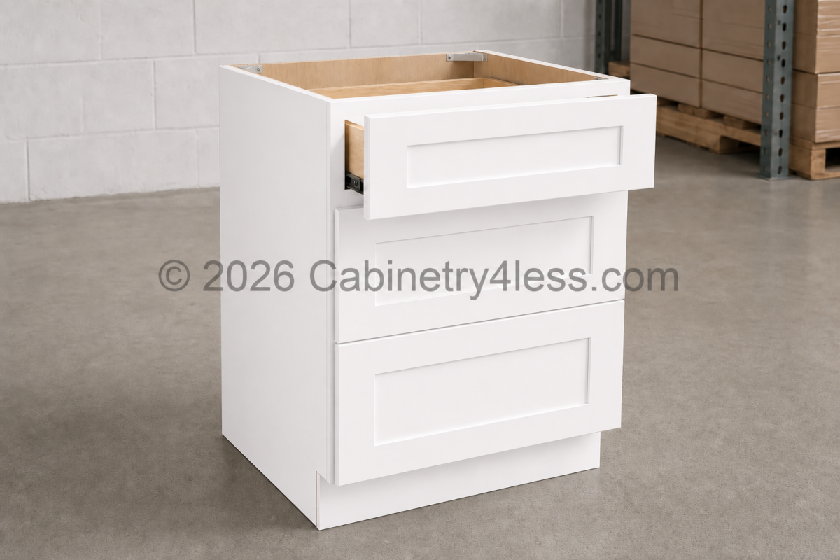 Aspen White Three Drawer Base