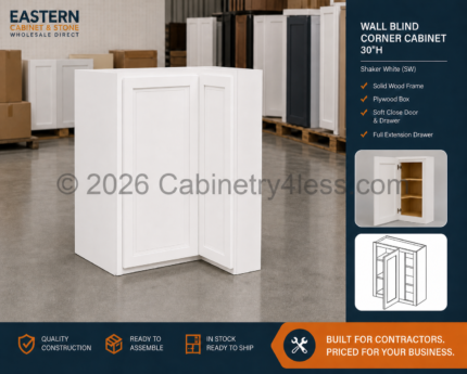 Aspen White Wall Blind Corner Cabinet 30"H