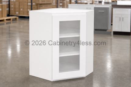 Aspen White Diagonal Corner Wall Glass Door 24″W