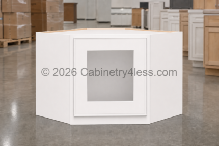 AW-DCW2712GD – Aspen White Diagonal Corner Wall Single Glass Door 27″W 12″H