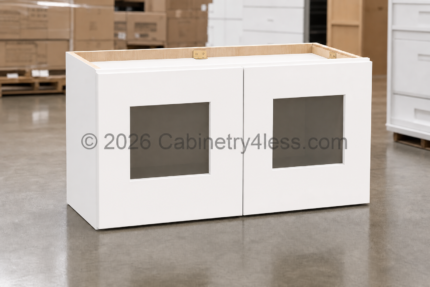 AW-W3018GD - Aspen White Wall Cabinet Double Glass Doors 18"H