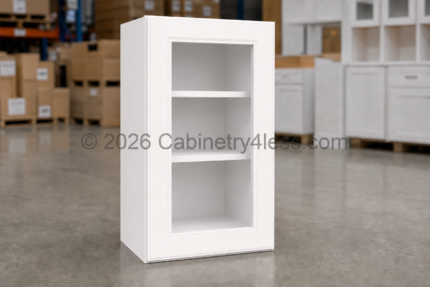 Aspen White Wall Cabinet Single Glass Door 30″H