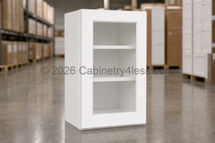 Aspen White Wall Cabinet Single Glass Door 36″H