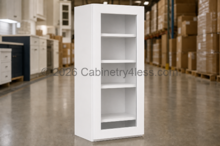 Aspen White Wall Cabinet Single Glass Door 42″H