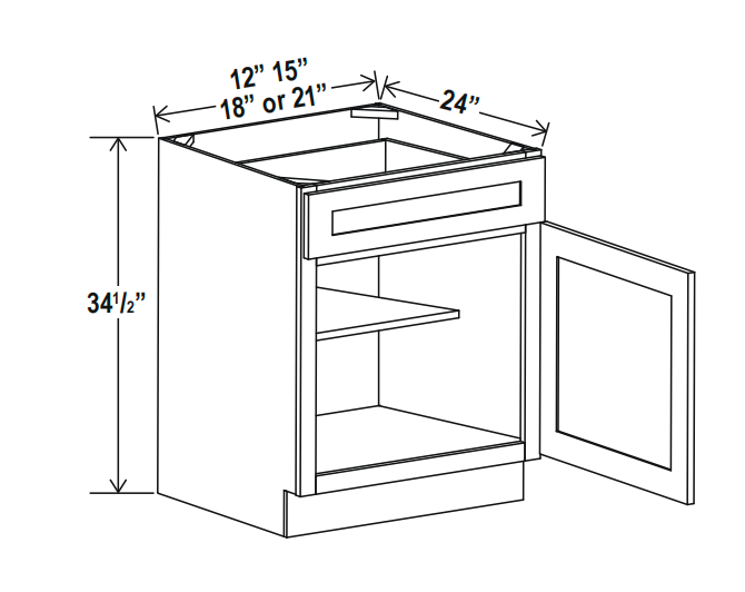 Matte Black Base Cabinet Single Door