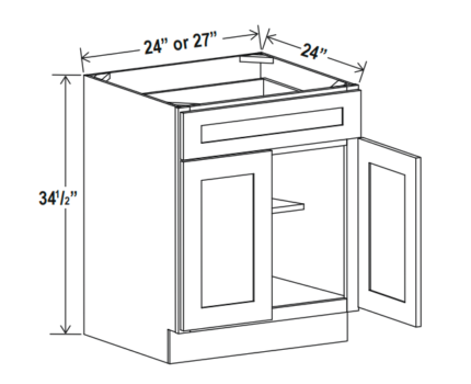 Matte Black Base Cabinet Double Doors (One Drawer)