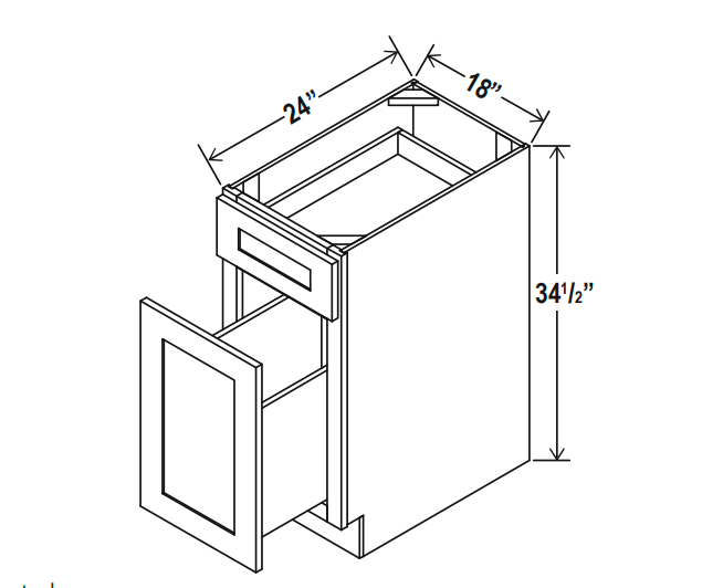 GR-BWB18 – Gray Shaker Base Waste Basket Cabinet (BWB18)