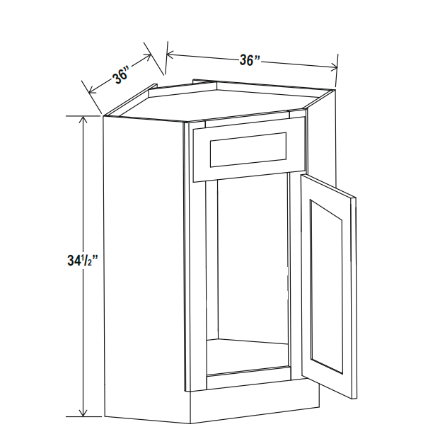 GR-CSB36 – Gray Shaker Corner Sink Base Cabinet (CSB36)