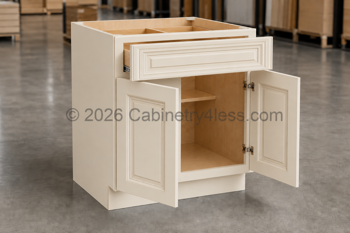 Charleston White Base Cabinet Double Doors (One Drawer)