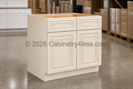 Charleston White Base Cabinet Double Doors (Two Drawers)