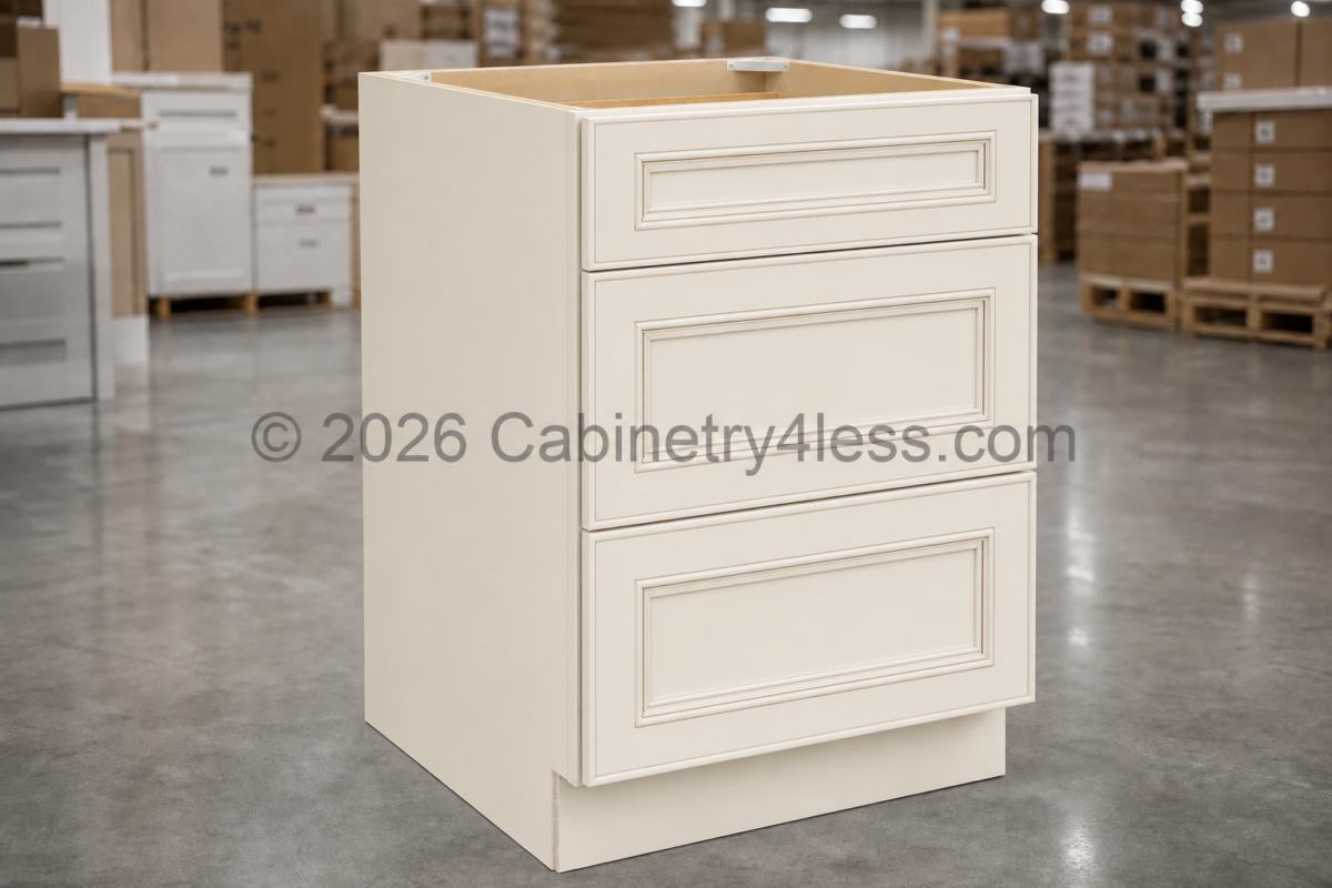 Charleston White Three Drawer Base