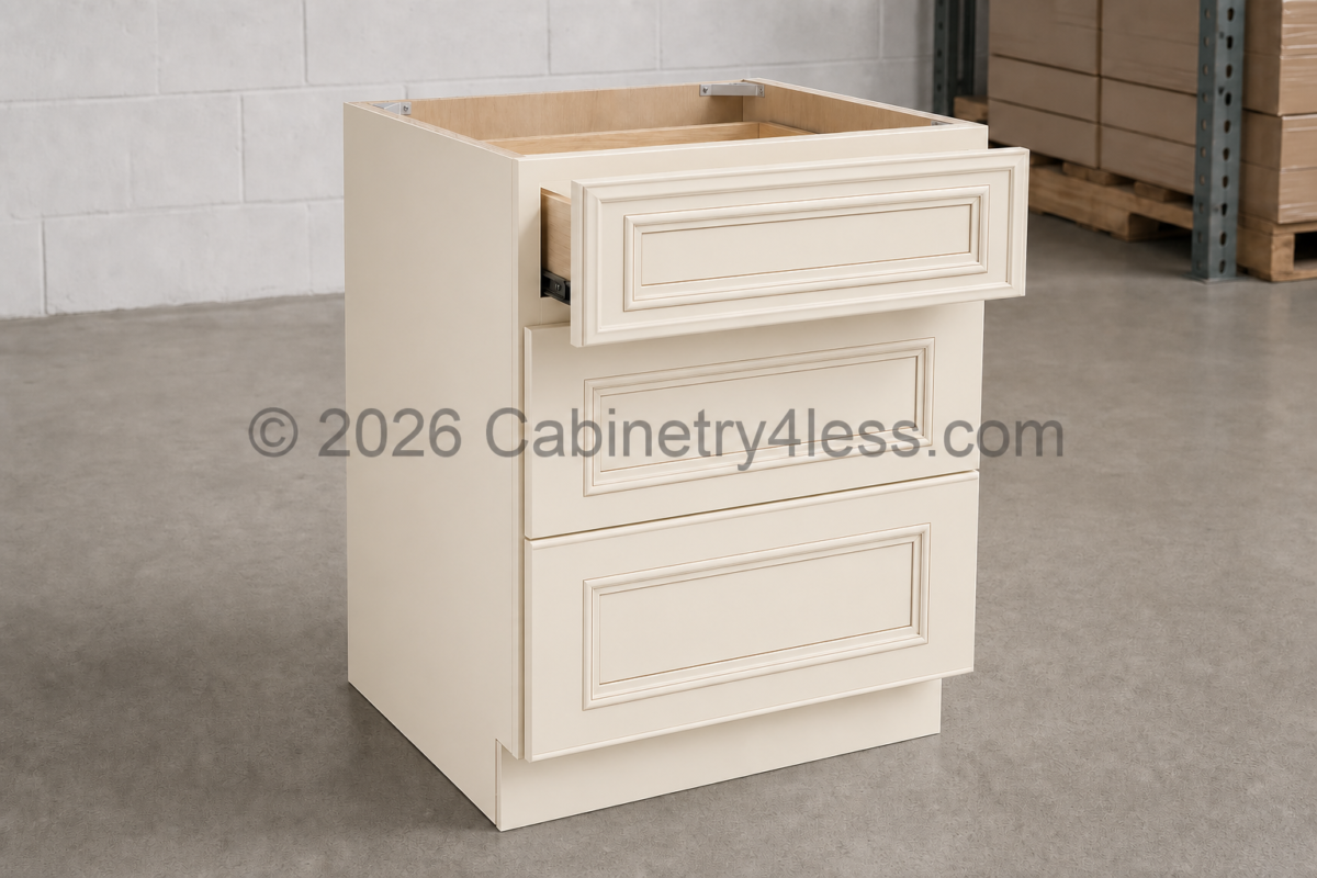 Charleston White Three Drawer Base